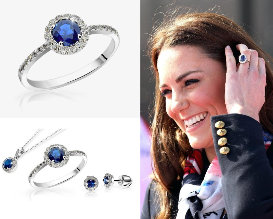 Prsten s modrým safírem Kate Middleton