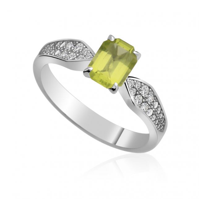 Zlatý dámský prsten s olivínem DF 3456